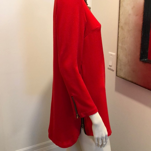 Exposed Zipper Red Mini Dress Small - Picture 4 of 7